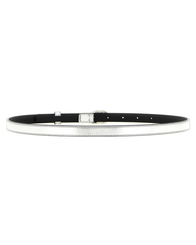 Gucci Women's Silver Calfskin Thin Belt Silver