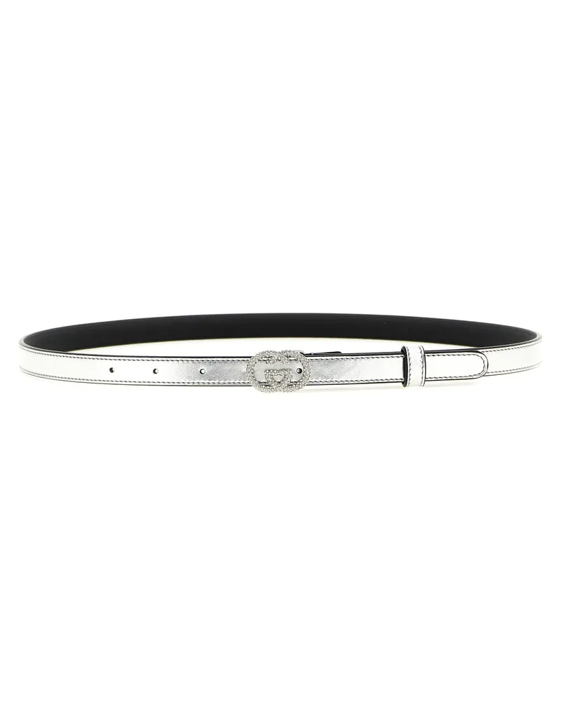 Gucci Women's Silver Calfskin Thin Belt Silver