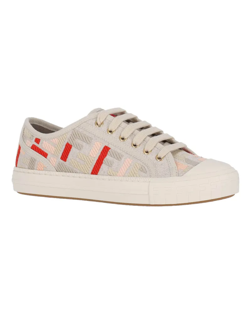 Fendi Women's Sneakers Beige Cotton Beige