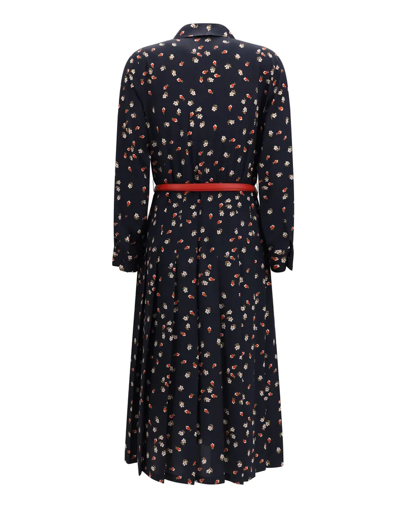 Max Mara Women's Stelmo Dress Blu Silk Navy