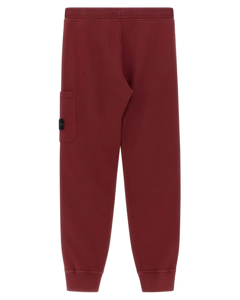 Stone Island Cargo Joggers with Badge Logo Joggers — Burgundy Burgundy