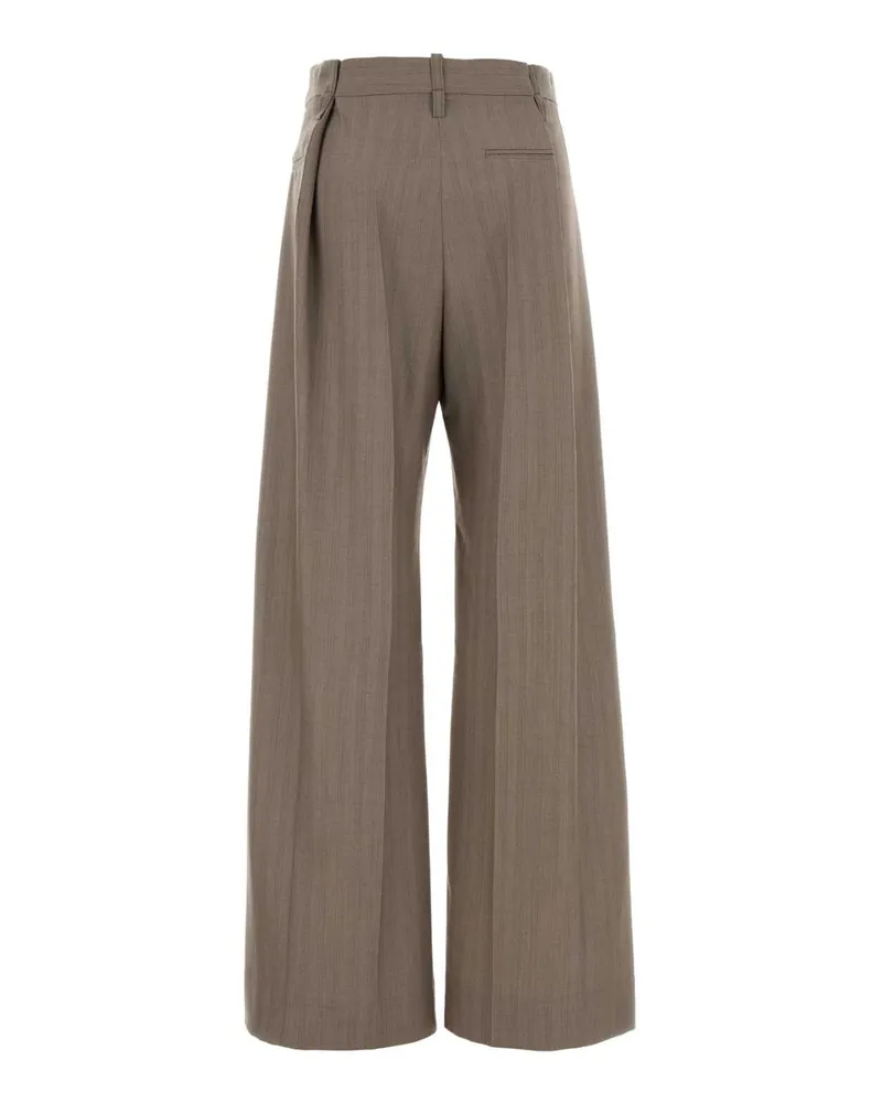 Victoria Beckham Virgin Wool Trousers — Beige Beige