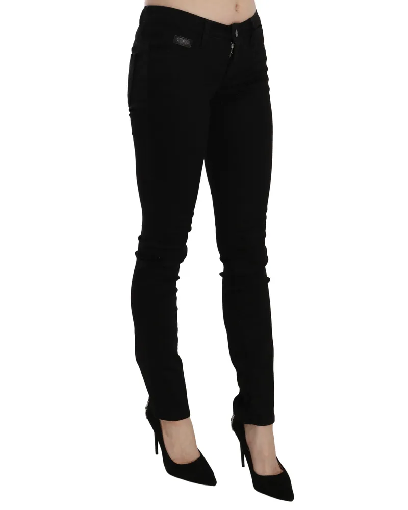 CoSTUME NATIONAL Women's Black Sequined Mid Waist Slim Fit Denim Jeans Cotton Clothing Black
