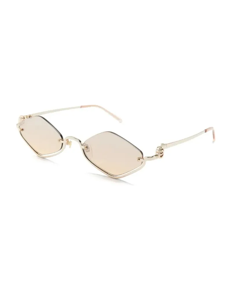 Gucci GG1604S Diamond-Shaped Frame Sunglasses — Gold Gold