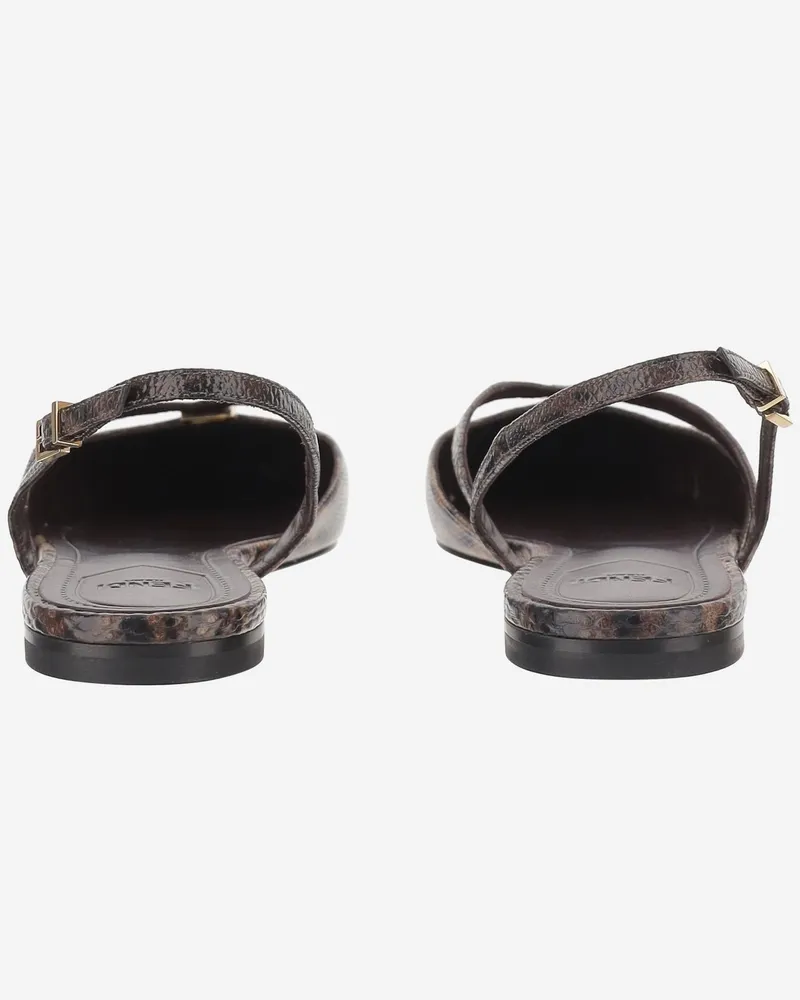 Fendi Women's Slingback Karung Snakeskin Beige Shoe Beige
