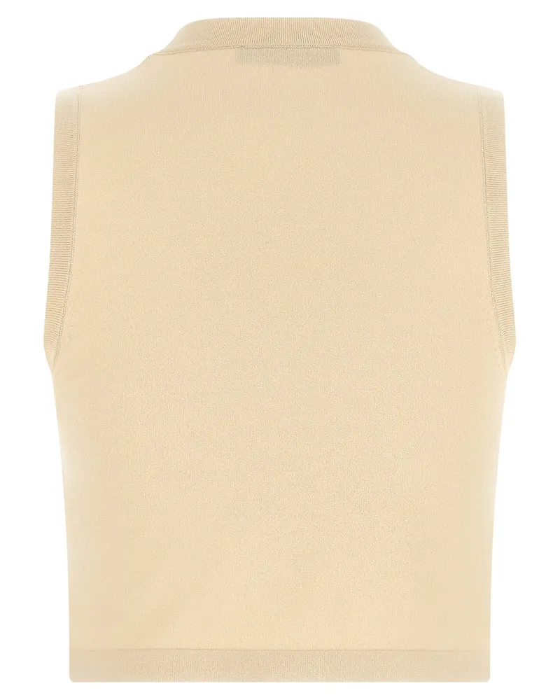 Max Mara Women's Beige Viscose Sleeveles T-Shirt Beige