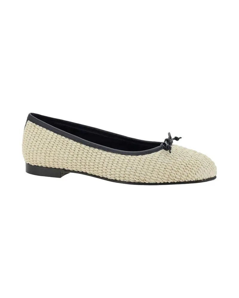 Manolo Blahnik Women's Beige Raffia Ballet Flats Beige