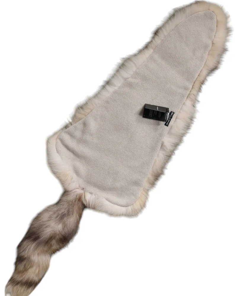 Dolce & Gabbana Women's Brown Frost Fox Fur Neck Warmer Winter Scarf Brown