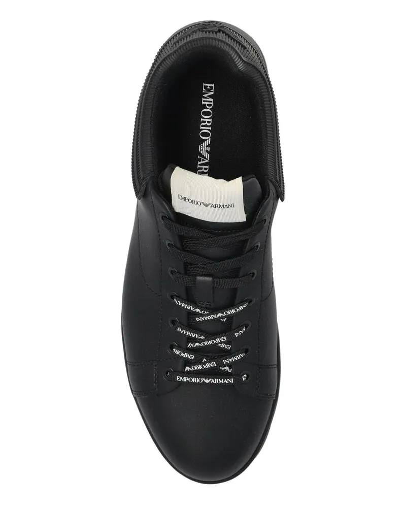 Emporio Armani Leather Sneaker — Black Black