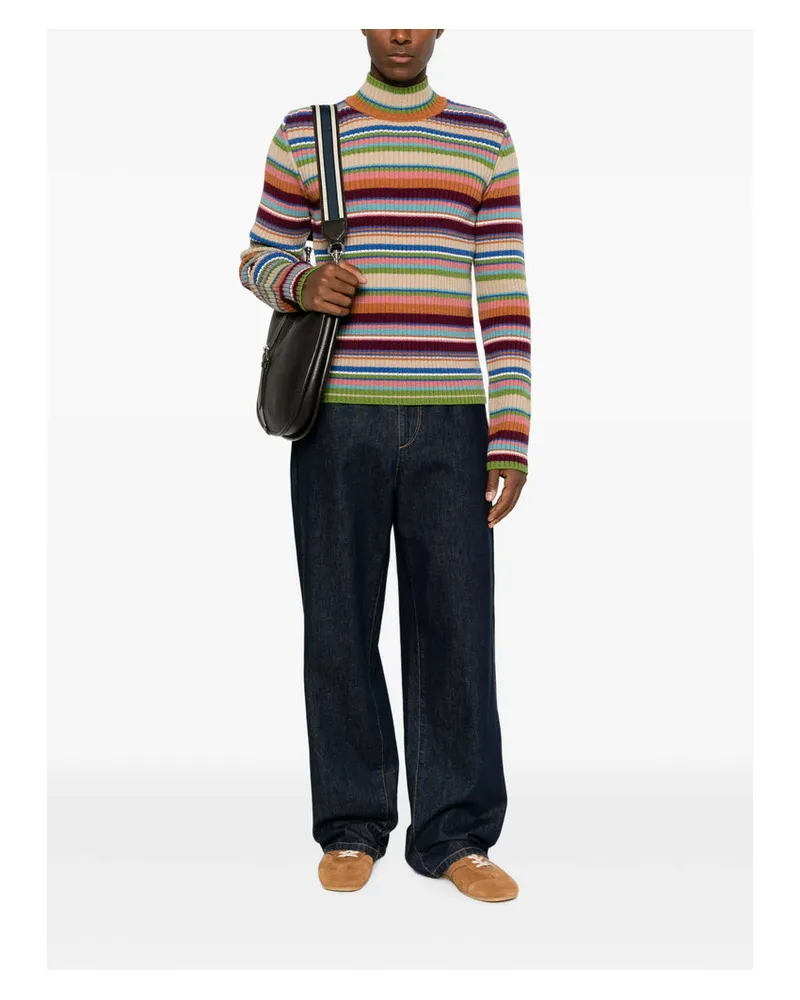 Dries van Noten Multi-Striped Ribbed Sweater — Multicolor Multicolor