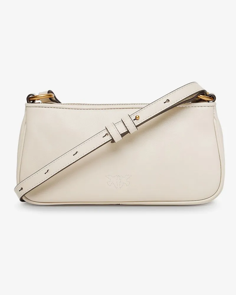 Pinko Women's Mini Half Moon Leather Crossbody Bag White Shoulder White