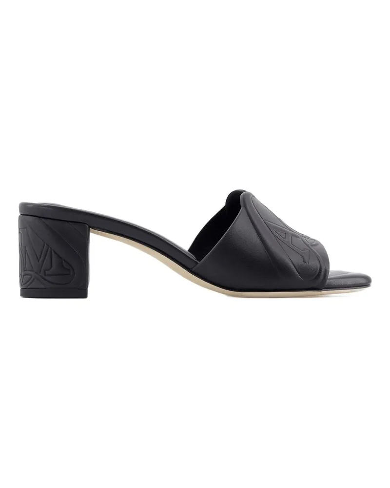 Alexander McQueen Women's Seal Heeled Sandal Black Calfskin Heels Black