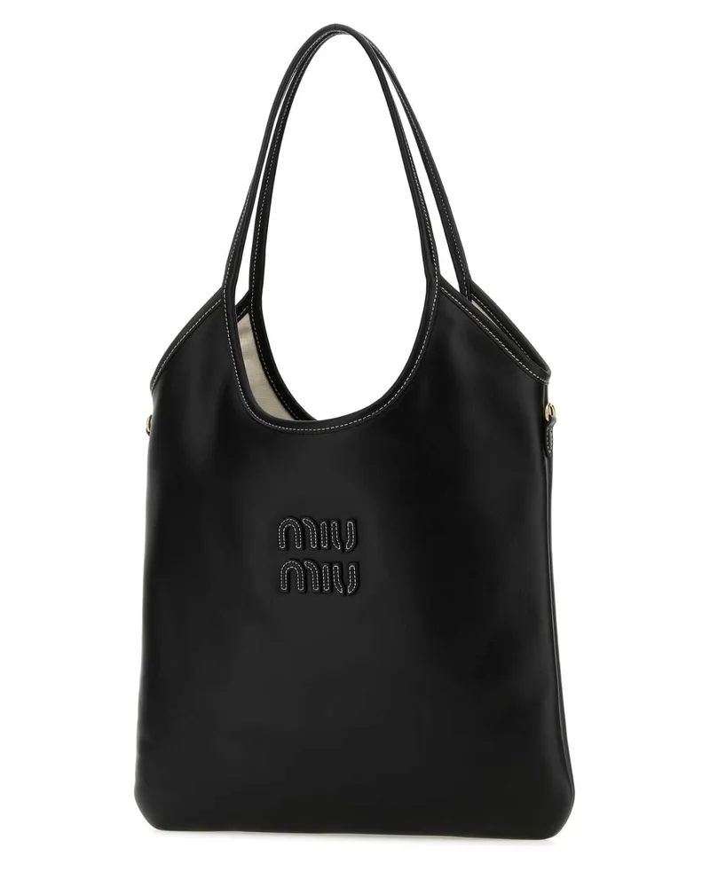 Miu Miu Calfskin Leather Shoulder Bag — Black Black