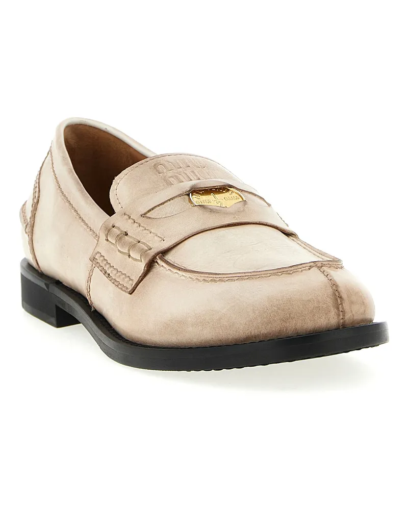 Miu Miu Calfskin Leather Loafer — White White