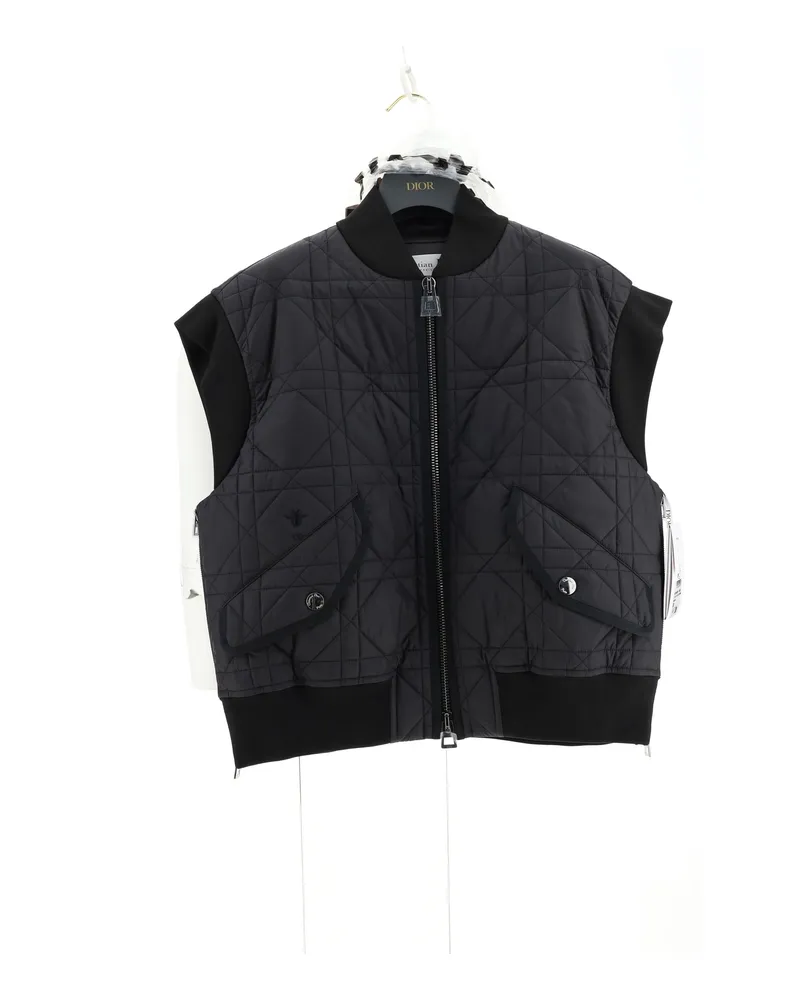 Dior Women's Quilted Vest Cannage Black Knitwear Sweater Black