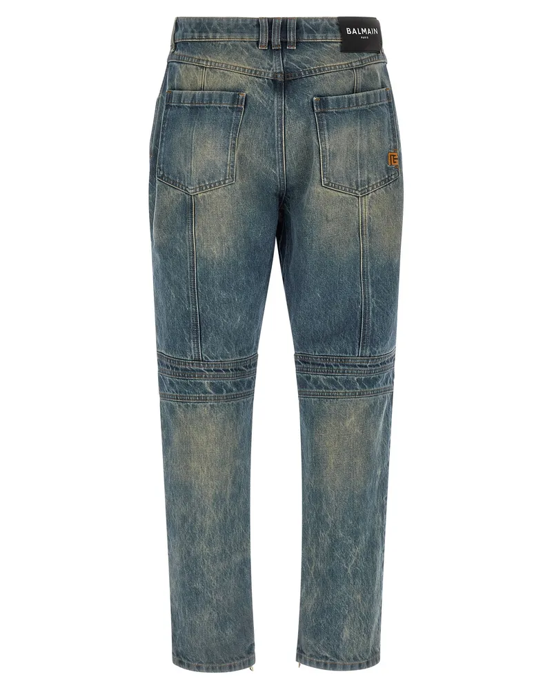 Balmain Men's Blue Cotton Straight-Leg Jeans Clothing Blue