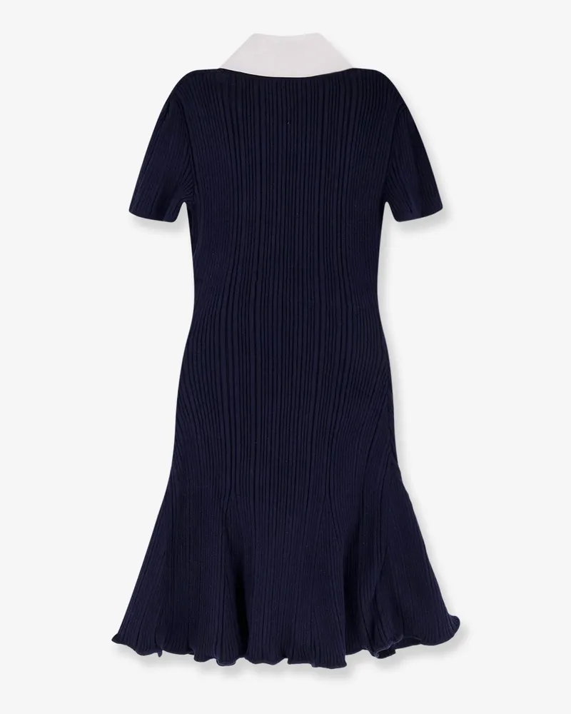 Self-Portrait Women's Mini Ribbed Dress Blue Polyamide Navy