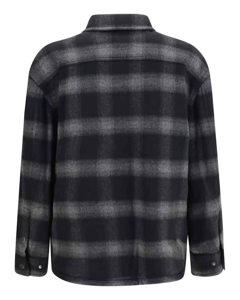 OFF-WHITE Men's Padded Flannel Jacket Black Coat Black