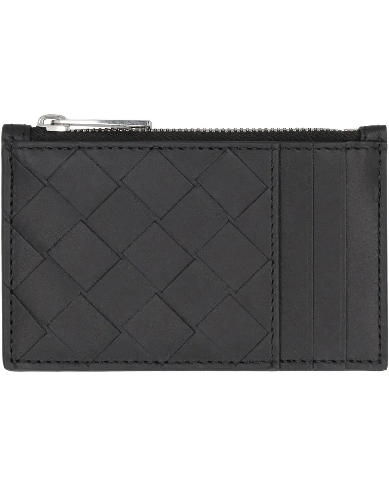 Bottega Veneta Men's Woven Leather Card Holder Black Calfskin Wallets & Cardholders Black