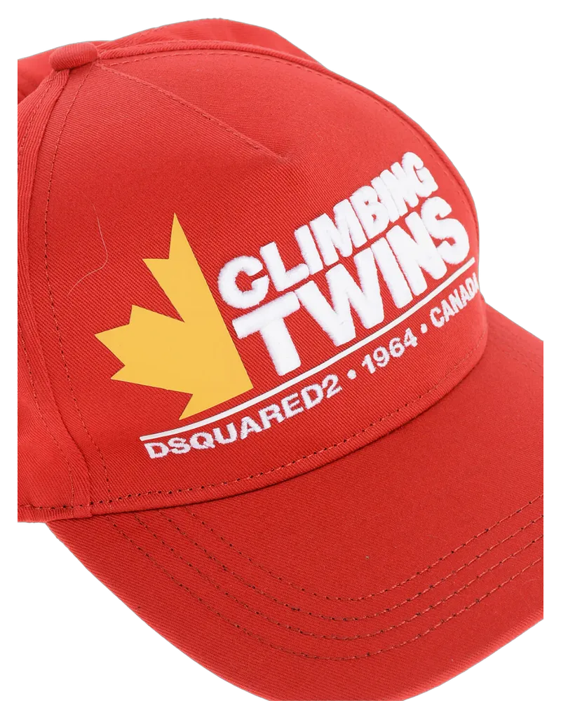 Dsquared2 Men's Climbing Twins Logo Baseball Cap Red Accessories > Beanies & Hats Red