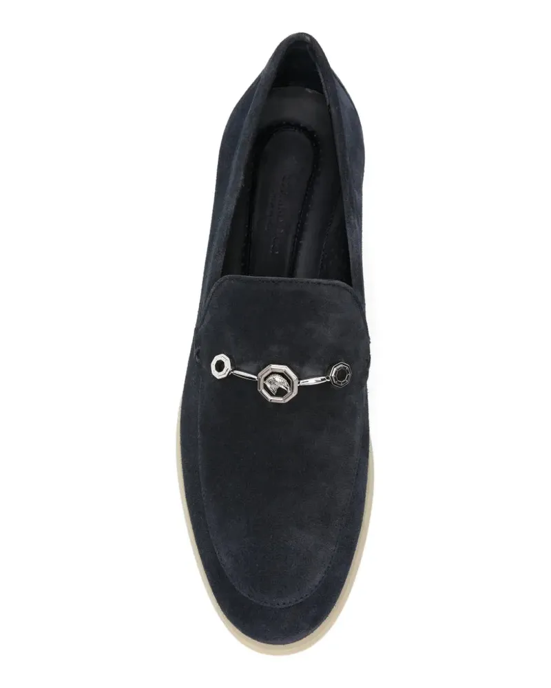 Stefano Ricci Men's Logo-Plaque Suede Loafers Ss26 M Navy