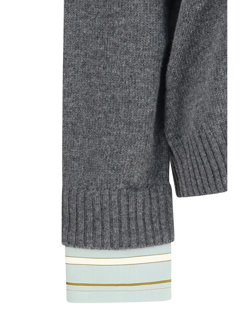 Prada Women's Crewneck Wool Sweater Ardesia Sweatshirts Gray