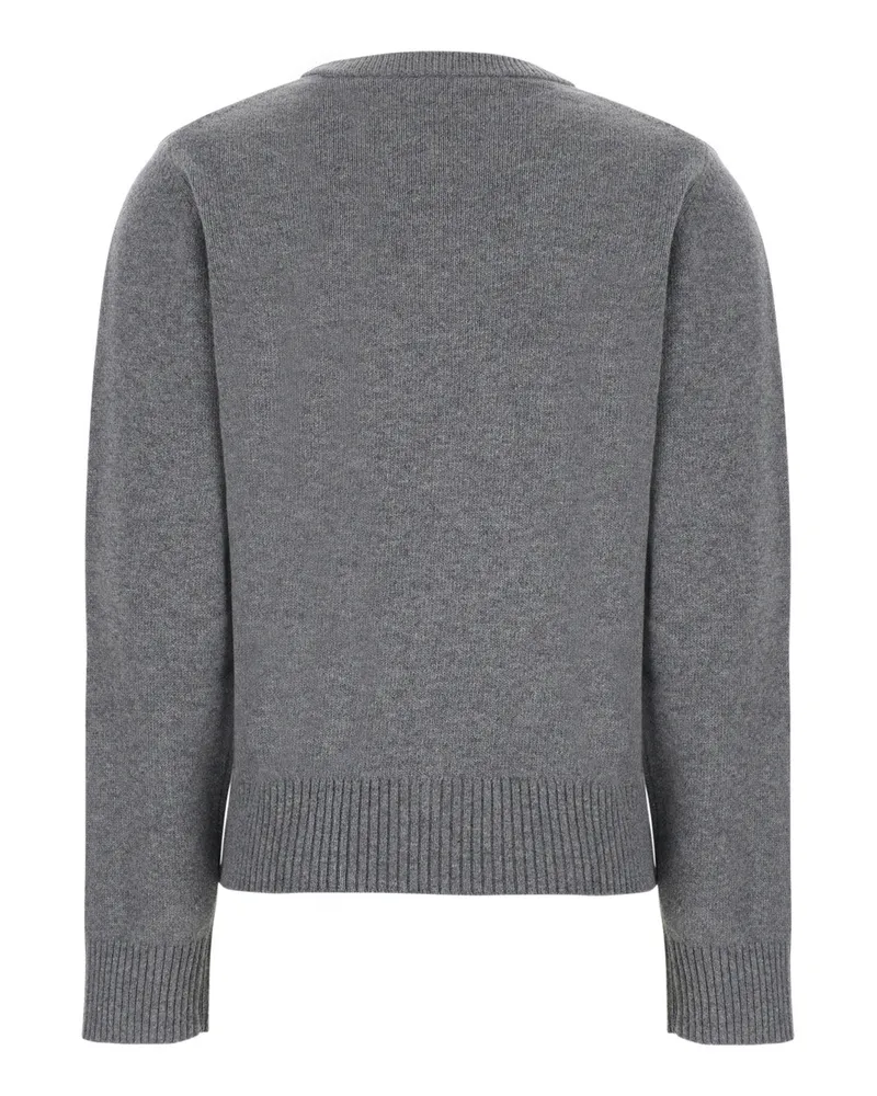 Ganni Graphic-Knit Wool Sweater — Gray Gray