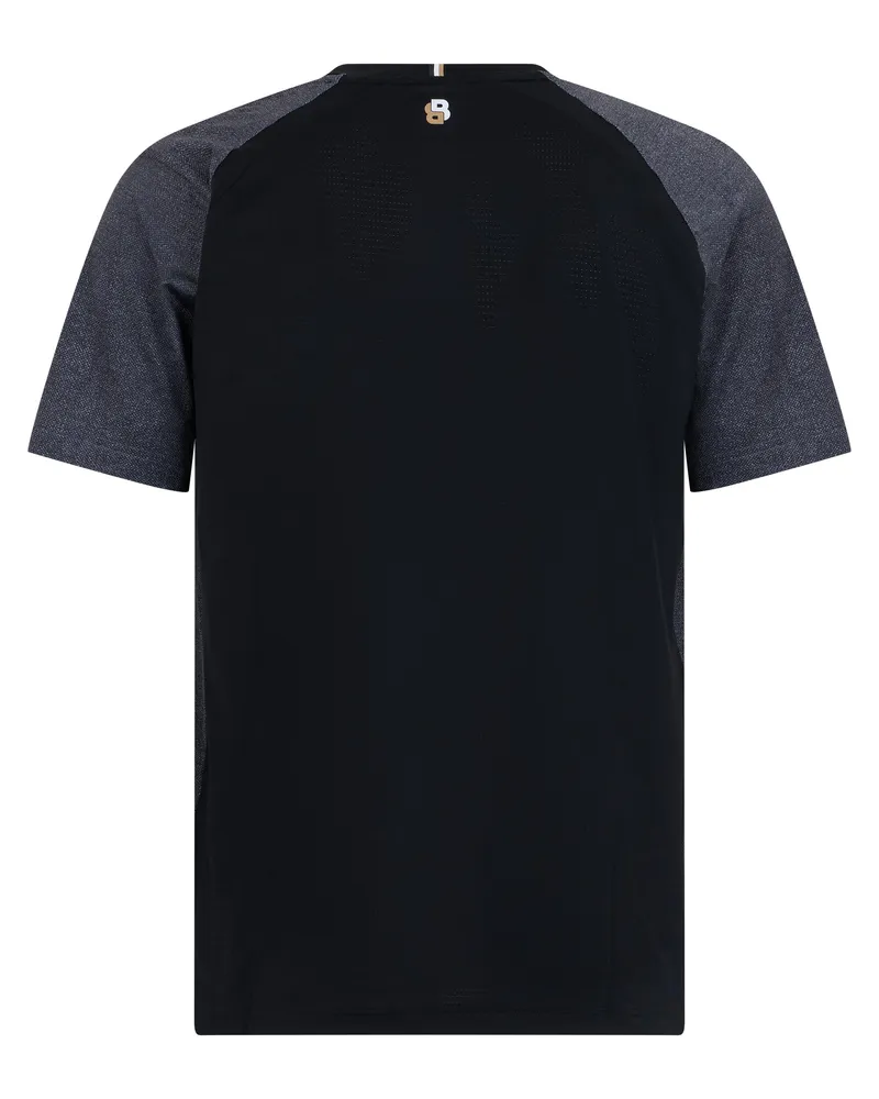 HUGO BOSS Men T-Shirt With Contrasting Sleeves Black Polyester T-Shirts And Polos Black