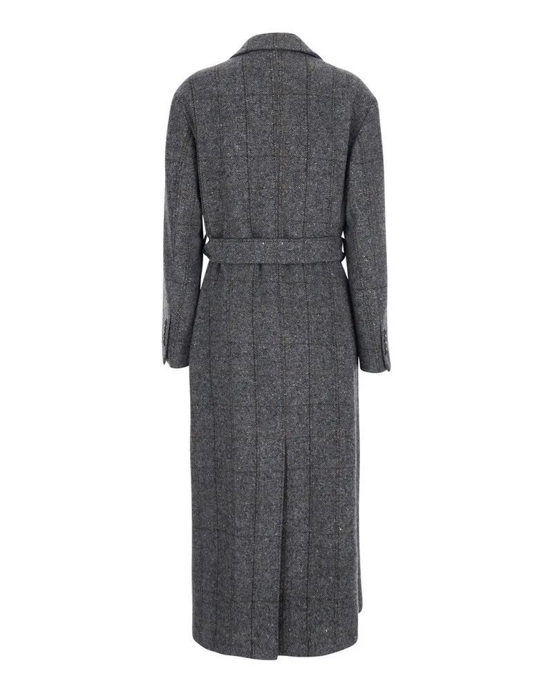 Brunello Cucinelli Double-Breasted Wool Blend Coat — Gray Gray