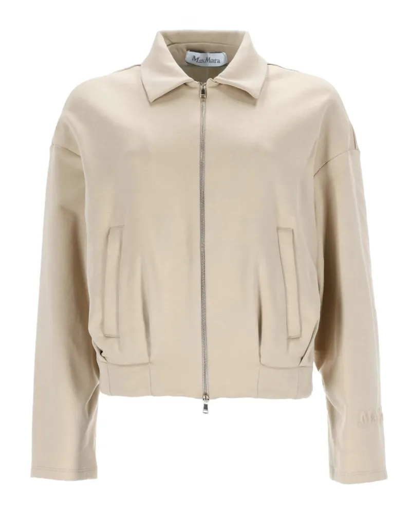 Max Mara Silk-Cotton Crop Sweatshirt — Beige Beige