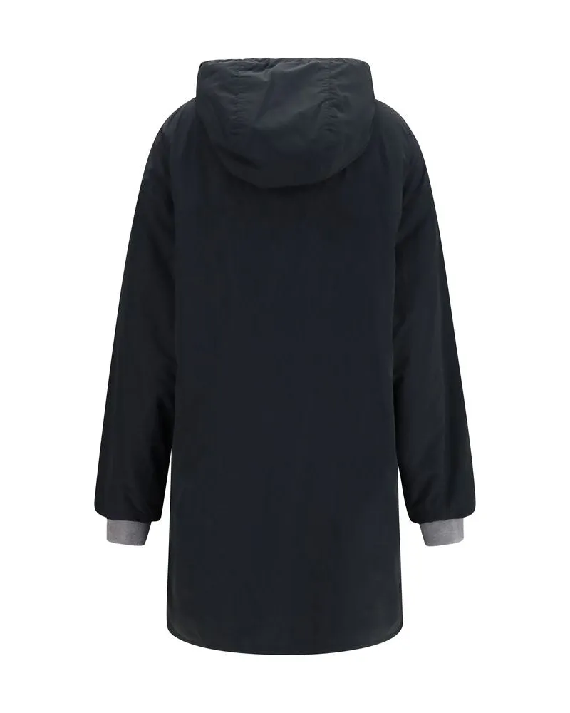 Miu Miu Cotton Hooded Coat — Black Black