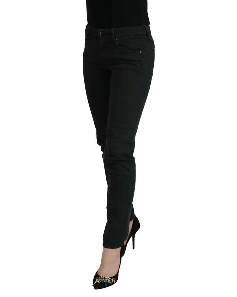 Ermanno Scervino Black Cotton Slim Fit Women Denim Jeans Elastane Clothing Black