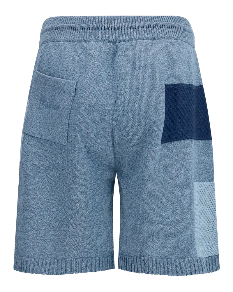 Laneus Men's Patchwork Cotton Knit Shorts Denim Blu-Blue Bermuda Blu/blue Blue