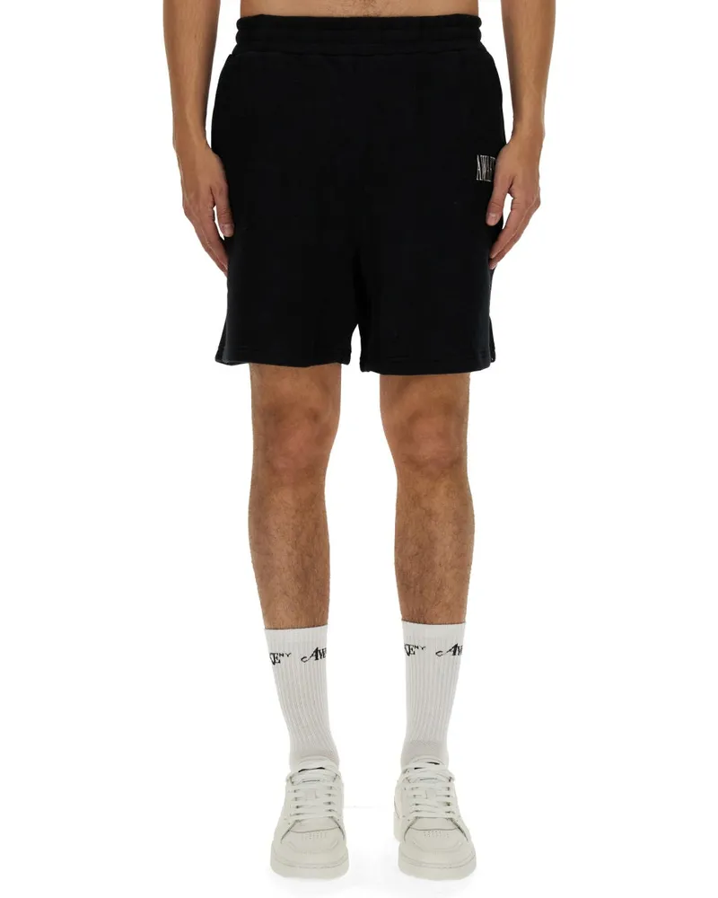AWAKE NY Logo Cotton Fleece Bermuda Shorts — Black Black
