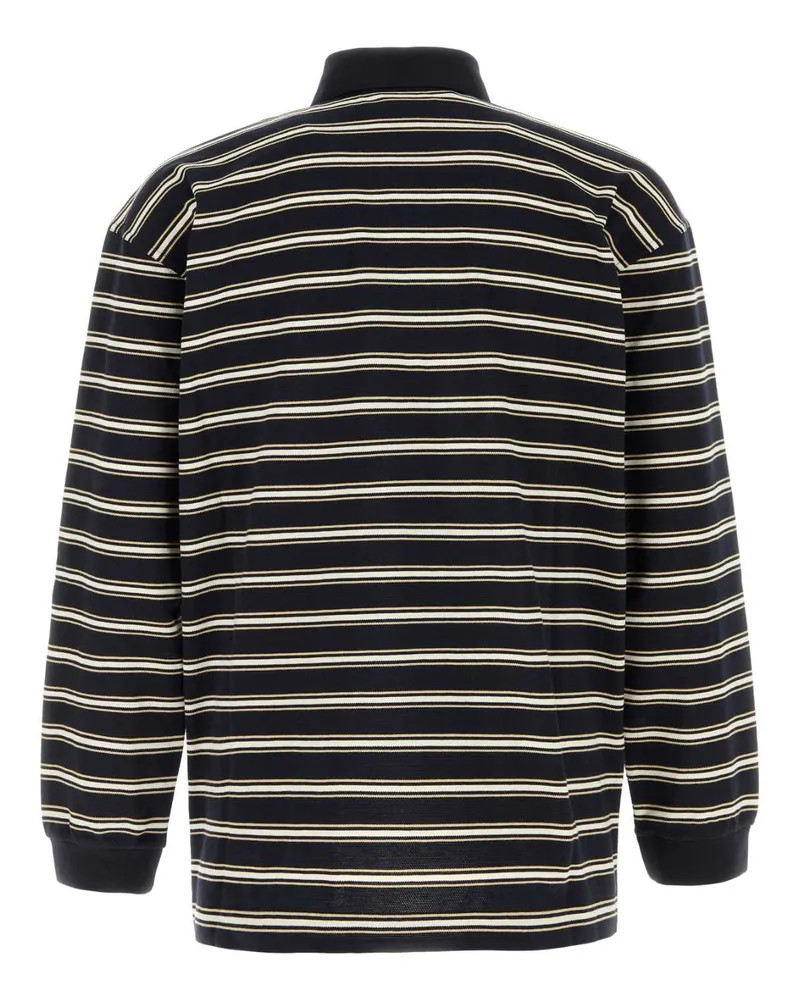 Bottega Veneta Striped Cotton Polo — Navy Navy