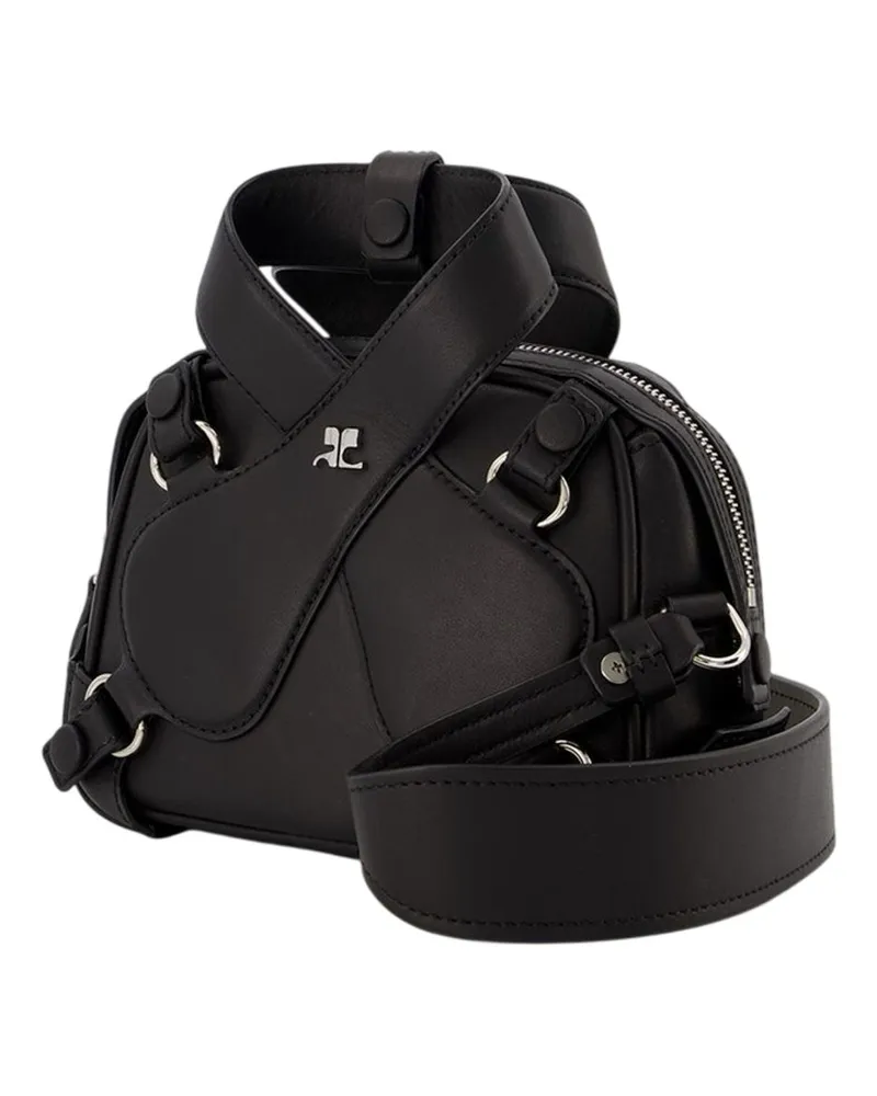 Courrèges Leather Shoulder Bag — Black Black