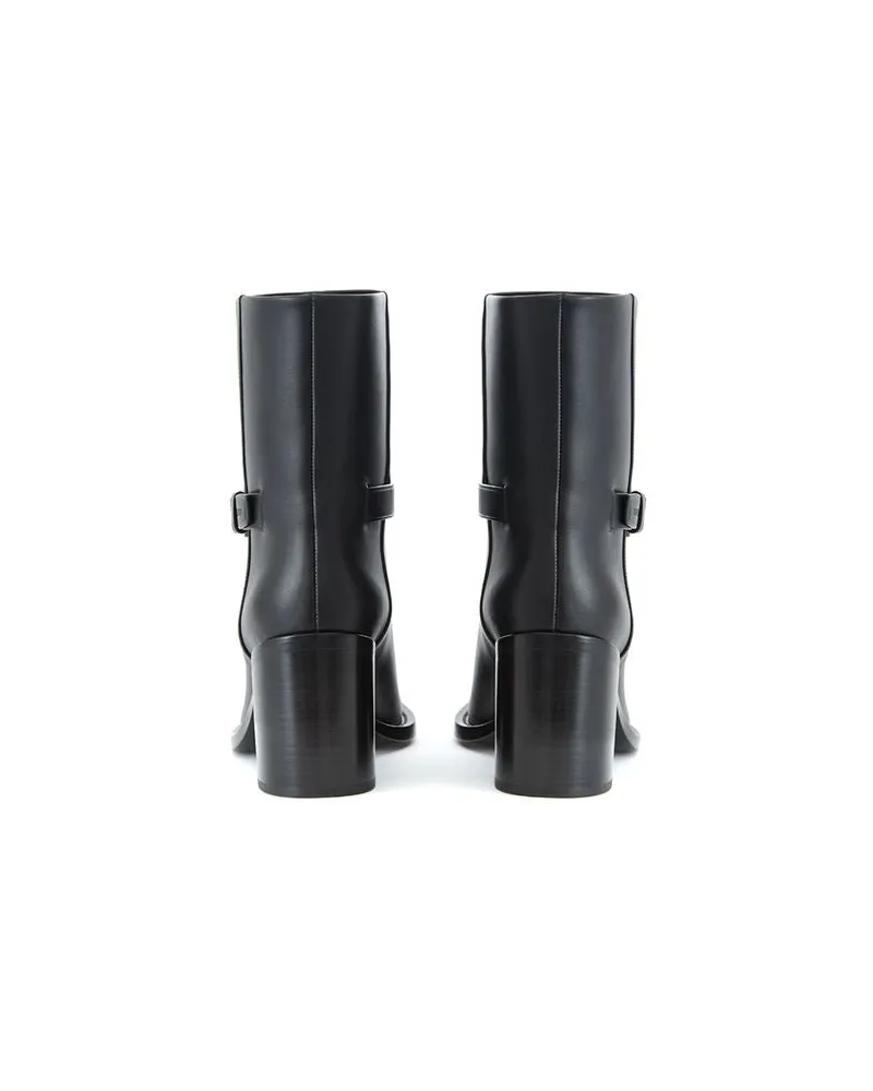 Burberry Buckle Leather Ankle Boot — Black Black