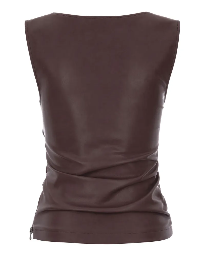 Patrizia Pepe Women's Sleeveless Top Nappa-Effect Wood Brown Tops Brown