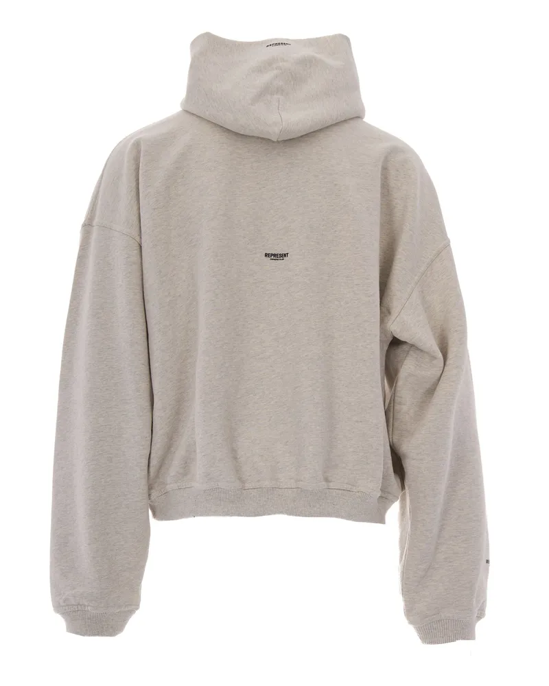 REPRESENT Men's Hooded Sweatshirt Owners Club Cream Marl Cotton Sweatshirts Sweater Beige