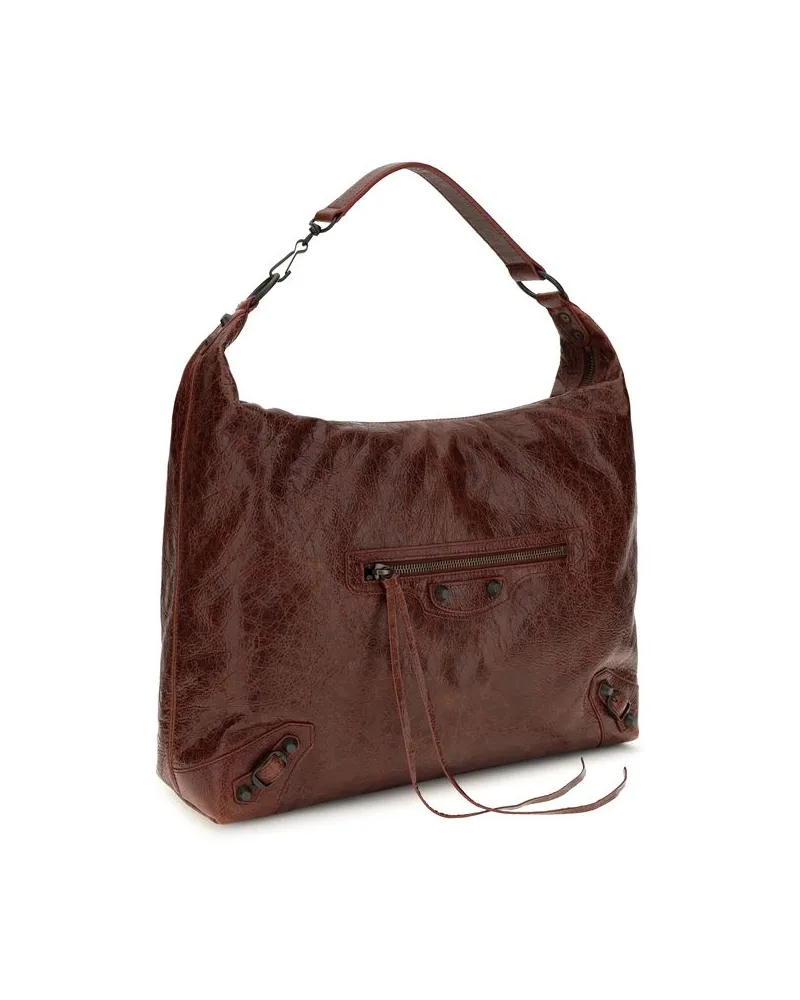 Balenciaga Women's Bordeaux Lamb Ovis Aries Shoulder Bag Brown