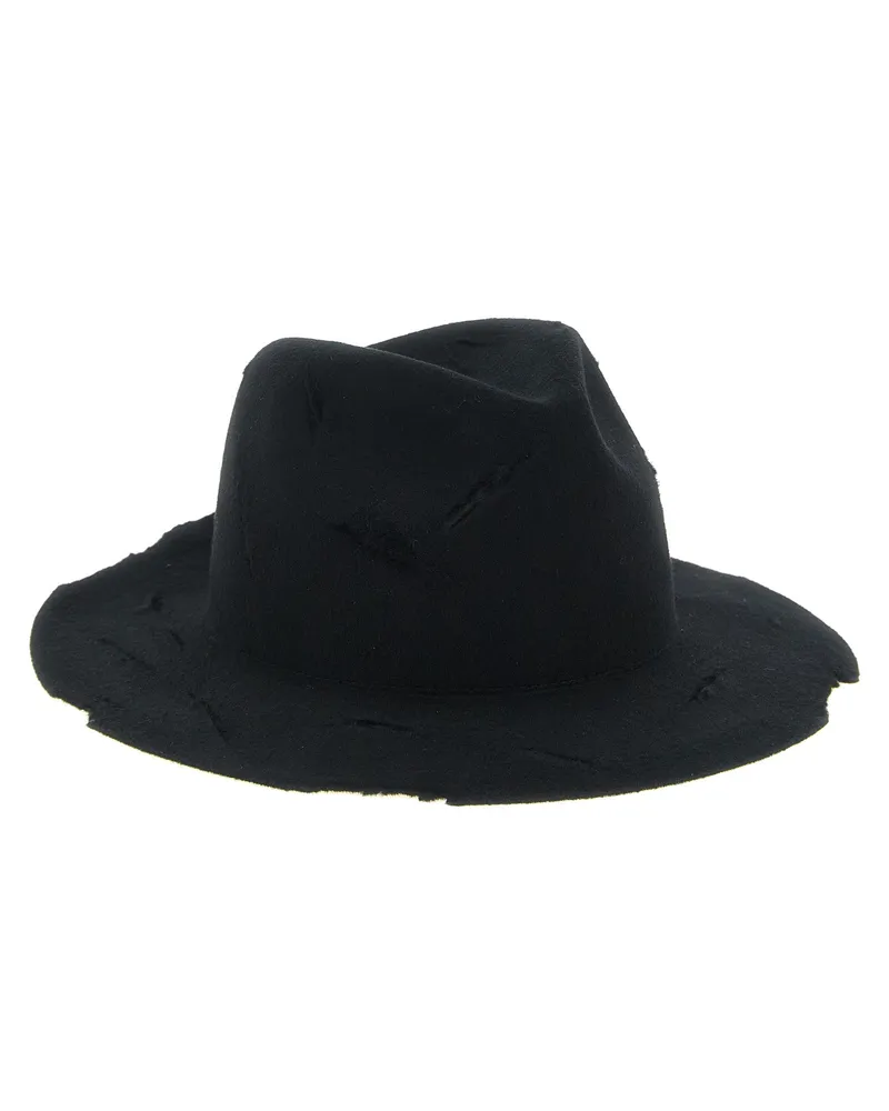 Yohji Yamamoto Men's Black Wool Fedora Accessory Black