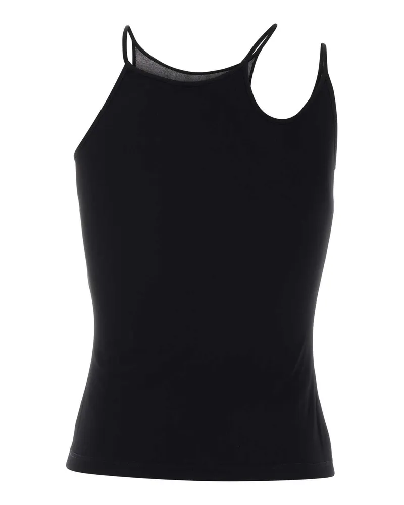 Alexander McQueen Women's Black Mesh Tank Top Exterior: Viscose Maglie Sweater Black