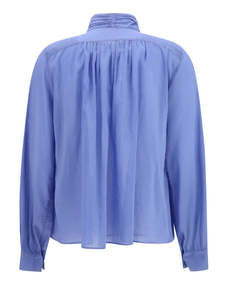 forte_forte Women's Blouse High-Neck Oxford Blue Cotton Shirt Blue