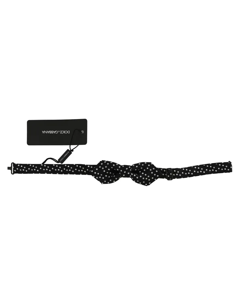 Dolce & Gabbana Black Polka Dots Silk Adjustable Neck Papillon Men Bow Tie Black