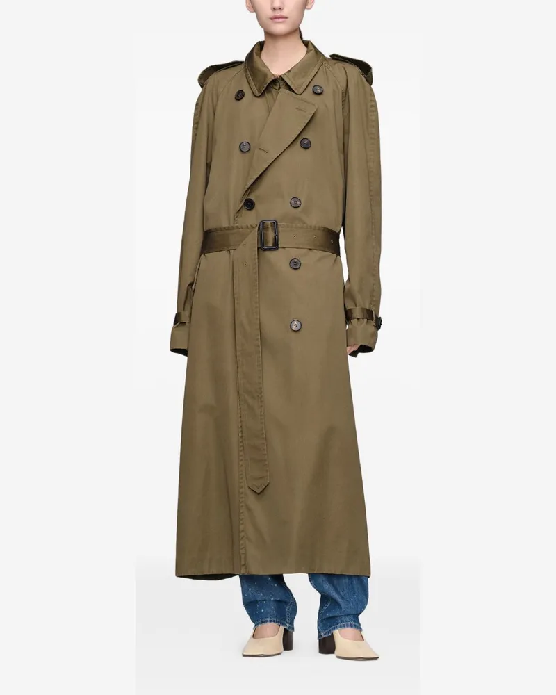 Maison Margiela Cotton Double-Breasted Trench Coat — Olive Green Olive