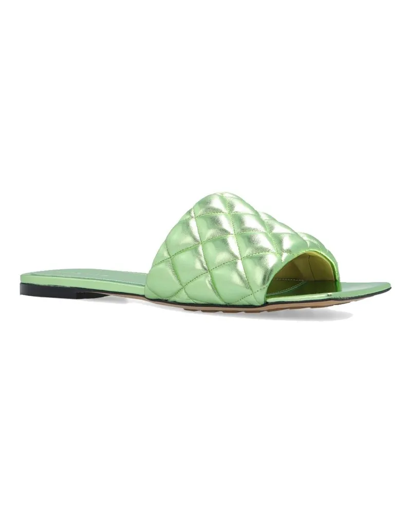Bottega Veneta Women's Bicolor Calfskin Flat Sandals Green