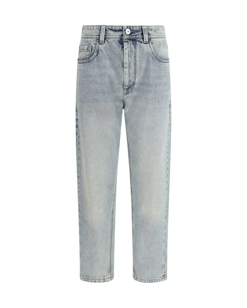 Brunello Cucinelli Cotton Straight-Leg Jeans — Blue Blue