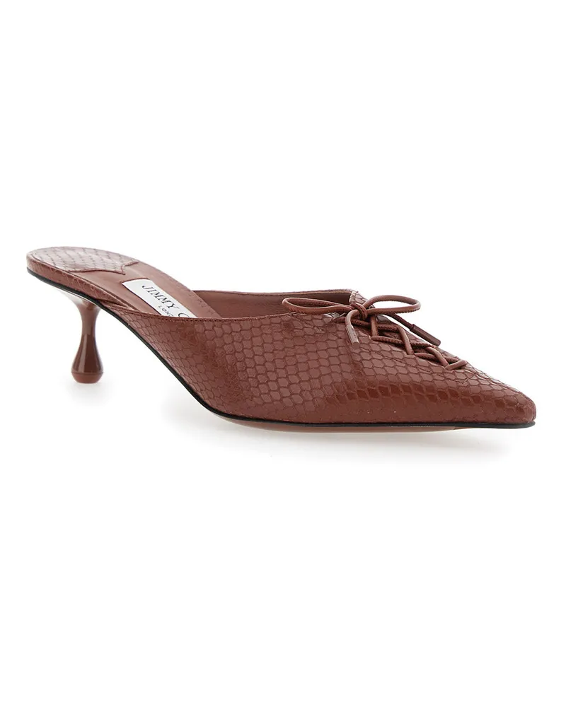 Jimmy Choo Women's Brown Mules With Sculpted Heel Leather Brown