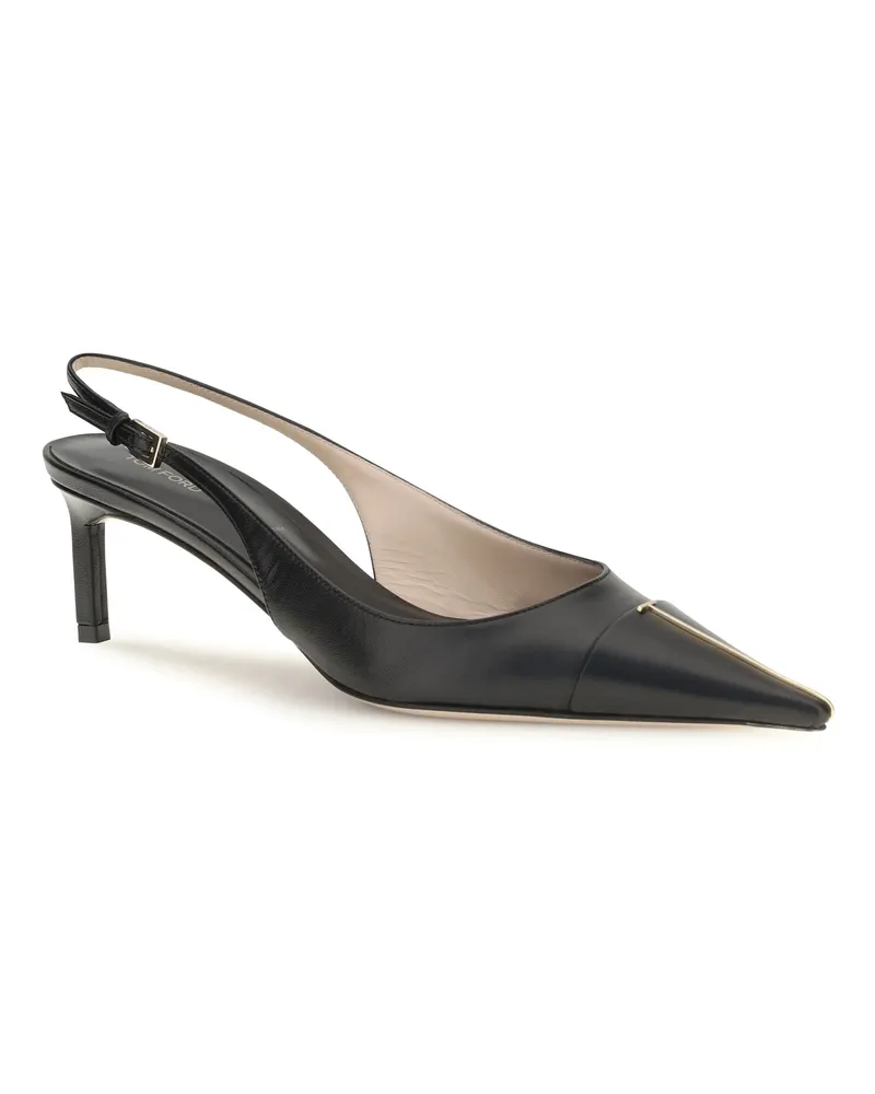 Tom Ford Women's Leather Slingback Pumps Black Calf Bos Taurus High Heel Shoes Black