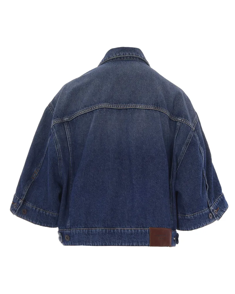 Max Mara Women's Cropped Jacket Liuti Medium Vintage Cotton Shirt Blue